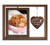 PRESSINART Marco de Fotos Conmemorativo de Perro de Madera Marco de Fotos Conmemorativo de cotas Giratorio 4x6 Regalos Conmemorativos con Dije de Corazón Dejaste Un Pedazo Entero de Mi Corazón