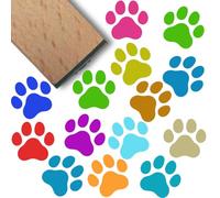PRESSINART Mini Sellos de Madera de 1 Pulgada de Huella de Pata Sello de Goma para Agenda Diaria Patrón de Huella de Pata Cuadrado Pequeño Sello de Madera Reutilizable para Scrapbooking Journaling
