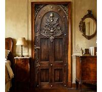 PRESSINART Pegatina de Puerta de Madera Vintage Mural de Puerta Autoadhesivo con Patrón Retro de PVC Papel Tapiz Decorativo Autoadhesivo para Dormitorio Sala de Estar Oficina Juego de 3 Hojas de