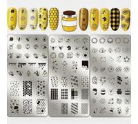 PRESSINART Placas de Estampado de Uñas con Flores de Abeja 3 Hojas Placas de Arte de Uñas de Acero Inoxidable de 4.72 x 2.36 Pulgadas con Textura de Panal de Girasoles 101 Piezas Plantillas Reutilizab