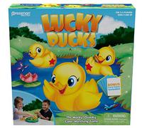 Pressman Lucky Ducks - El juego de memoria y emparejamiento que se mueve, incluye un divertido juego de cartas Pop The Pig Make-A-Match, multicolor