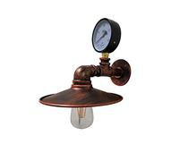Pressure Gauge Water Pipe Decorative Lights Retro Nostalgic Wall Lamp Industrial Aisle Wall Light Nordic Iron Art Wall Sconce Kitchen Restaurant Cafe Bar Livi (Red Rust)
