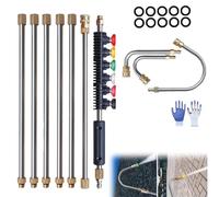 Pressure Washer Wand Extension with Spray Nozzle, Power Undercarriage Washer 4000 PSI Telescoping High Pressure Washers Wand Set for Gutter & Roof Drainage & Walls Cleaning Attachment