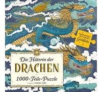 Prestel Die Hüterin Der Drachen Puzzle: 1000 Teile mit Goldfolie ennoblece und einem Poster como Vorlage