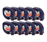 Prestige Cartridge 10 Casetes de Cinta compatibles con Dymo LetraTag 91203 S0721680 S0721630 Negro sobre Rojo 12mm x 4m para DYMO LetraTag LT110T, LT100H, LT100T, QX50, XR