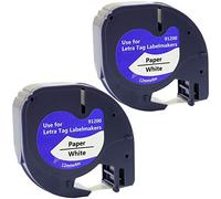Prestige Cartridge 2 Compatibles Casetes 91200 S0721510 S0721660 negro sobre blanco 12mm x 4m Cintas de papel para impresoras de etiquetas Dymo LetraTag LT100H LT100T LT110T QX50 XR XM 2000 Plus