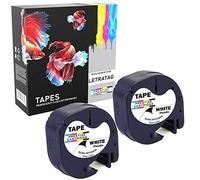 Prestige Cartridge 2 Compatibles Casetes 91201 S0721610 S0721660 negro sobre blanco 12mm x 4m Cintas de plástico para impresoras de etiquetas Dymo LetraTag LT100H LT100T LT110T QX50 XR XM 2000 Plus