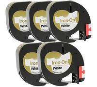 Prestige Cartridge 5 Compatibles Casetes 18769 S0718850 S0721660 negro sobre blanco 12mm x 2m Cintas de tela para impresoras de etiquetas Dymo LetraTag LT100H LT100T LT110T QX50 XR XM 2000 Plus
