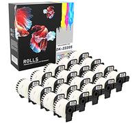 Prestige Cartridge DK-22205 - Cinta continua de papel para impresoras de etiquetas Brother (62 mm x 30.48 m, 20 rollos) color blanco