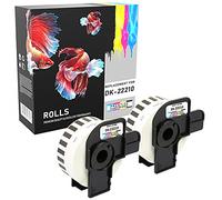 Prestige Cartridge DK-22210 - Cinta continua de papel para impresoras de etiquetas Brother (29 mm x 30.48 m, 2 rollos) color blanco
