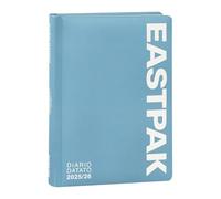 PRESTIGE & DELUXE Agenda compatible con diario Eastpak escolar 2025-2026 azul - 13 meses para escuela secundaria y superior, cubierta acolchada dim. 12 x 16,5 + llavero silbato y bolígrafo multicolor