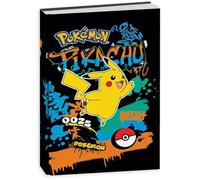 PRESTIGE & DELUXE Agenda compatible con diario escolar Pokemon negro 2025-2026 f.to standard 15 x 20 cm + llavero Pokemon regalo y bolígrafo multicolor