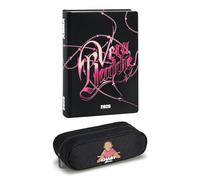PRESTIGE & DELUXE Agenda escolar Vera Baddie Anna 2025-2026, agenda diaria de 16 meses para niñas escuela primaria y secundaria, 12 x 16,5 cm + estuche con cremallera + llavero lentejuelas y bolígrafo