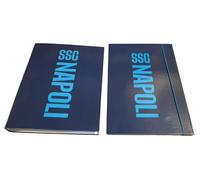 PRESTIGE & DELUXE Archivador Napoli Blu 4 anillas para la escuela - Organización Documentos + Carpeta con elástico + llavero de equipo de regalo