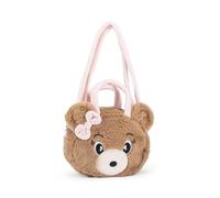 PRESTIGE & DELUXE Bolso bolso con bandolera - Peluche Bag Mofu Mofu Osito - Tejido aterciopelado para mujer 27 x 15 cm + llavero