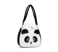 PRESTIGE & DELUXE Bolso Peluche Round Bag con bandolera Mofu Mofu Panda - tejido aterciopelado color blanco negro para mujer 30 x 30 cm + llavero P