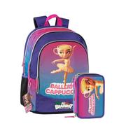PRESTIGE & DELUXE Brainrot - Mochila con 3 compartimentos con cremallera para escuela primaria + Estuche de 3 pisos completo de papelería + juego de escritura, llavero Brainrot y 10 tarjetas