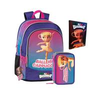 PRESTIGE & DELUXE Brainrot - Mochila con 3 compartimentos con cremallera para escuela primaria + Estuche de 3 pisos completo de papelería + diario + juego escritura, llavero Brainrot y 10 tarjetas