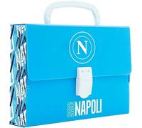 PRESTIGE & DELUXE Carpeta maletín Napoli azul de polionda para la escuela primaria cómoda y práctica Dim 38 x 27 x 8 cm + llavero de equipo de regalo