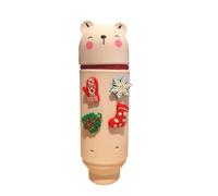 PRESTIGE & DELUXE Christmas Time - Estuche redondo portatodo de silicona con diseño de oso polar Kawaii Christmas Time - Portalápices de escritorio con fondo extensible