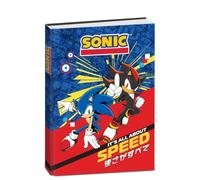 PRESTIGE & DELUXE Diario compatible con Sonic azul y rojo héroes F.to Standard 20 x 15 cm para la escuela 2026/2027 - Tapa acolchada + llavero silbato de regalo