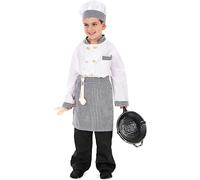 PRESTIGE & DELUXE Disfraz de carnaval de cocinero Master Chef Talla 2 3 4 5 6 7 8 años (7-8 años: altura niña/o 128 cm)