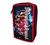 PRESTIGE & DELUXE Estuche compatible con Power Rangers Escuela Primaria Triple con 18 Lápices de Colores, 18 Rotuladores y Set Papelería + Llavero Silbato y Bolígrafo de Color, multicolor, standard,