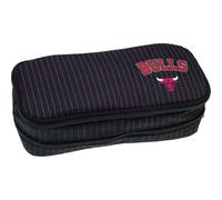 PRESTIGE & DELUXE Estuche escolar compatible con NBA chicag0 Bulls ovalado doble compartimento cierre cremallera, multicolor, piccolo, Clásico