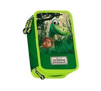 PRESTIGE & DELUXE Estuche escolar The Good Dinosaur completo 3 pisos verde + llavero silbato de regalo y bolígrafo de color, multicolor, Clásico
