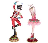 PRESTIGE & DELUXE Juego de 2 bailarines cascanoces de resina para decoración H 27 cm - Detalles brillantes - Adornos para casa ambientes idea regalo