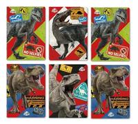 PRESTIGE & DELUXE Juego de escritura compatible con cuadernos Jurassic World cuadros 5 mm - Formato A4 21 x 29,7 cm para la escuela + llavero silbato de regalo