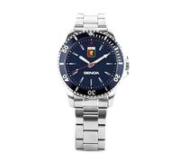 PRESTIGE & DELUXE Lowell Genoa Gent - Reloj de pulsera para hombre, correa de acero inoxidable, esfera de 41 mm, en embalaje oficial + llavero de fútbol