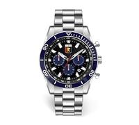PRESTIGE & DELUXE Lowell Genoa - Reloj de pulsera para hombre con correa de acero inoxidable y esfera de 39 mm en caja oficial + llavero de fútbol del equipo