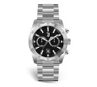 PRESTIGE & DELUXE Lowell Juventu - Reloj de pulsera para hombre con cronógrafo, correa de acero inoxidable, esfera de 42 mm en caja de alta calidad + llavero de fútbol, multicolor, piccolo, Pulsera
