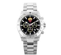 PRESTIGE & DELUXE Lowell Roma - Reloj de pulsera para hombre con cronógrafo, correa de acero inoxidable, esfera de 38 mm, en caja oficial de Roma + llavero de fútbol, multicolor, piccolo, Pulsera