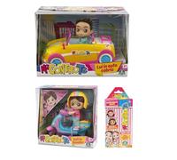 PRESTIGE & DELUXE Me Contro Te Luì en coche Cabrio con Sofí en Scooter con casco, muñeca con ciclomotor + Cutie Dolls Hawaii, Mini muñeca con accesorios - Juguetes para niños a partir de 3 años