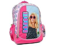 PRESTIGE & DELUXE Mochila escolar compatible con Barbie Redonda 3 compartimentos cremallera - Correas y respaldo acolchados - para niños primaria secundariam dim. 43 x 30 x 17 cm, multicolor,