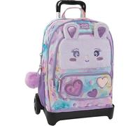 PRESTIGE & DELUXE Mochila escolar desmontable Mofu Mofu Conejo morado + 7 bolígrafos borrables con llavero lentejuelas, multicolor, media, Clásico