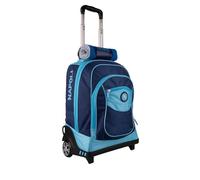 PRESTIGE & DELUXE Mochila escolar Napoli azul doble compartimento con bufanda del fan + llavero equipo fútbol