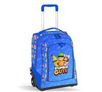 PRESTIGE & DELUXE Mochila escolar Stumble Guys azul + regalo 7 bolígrafos borrables y llavero personaje, multicolor, standard, Mochila
