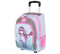 PRESTIGE & DELUXE Mochila trolley compatible con Santoro Cherry Blossom, 2 compartimentos con cremallera, correas acolchadas, para niña, escuela primaria + llavero lentejuelas y 7 bolígrafos