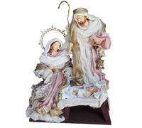 PRESTIGE & DELUXE Natividad en arte - Estatua de Belén de la Sagrada Familia de 3 personajes - Altura: 40 cm de tela y decoraciones artesanales hechas a mano - Adornos de Navidad para casa ambientes