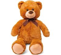 PRESTIGE & DELUXE Oso de peluche gigante 100 cm marrón con lazo - Oso de peluche suave XL - Idea de regalo para San Valentín, cumpleaños, niños y novia