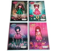 PRESTIGE & DELUXE Pack de 4 cuadernos compatibles con Santoro London de rayas con margen de línea C - Formato A4 21 x 29,7 cm para la escuela + llavero lentejuelas