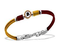 PRESTIGE & DELUXE Pulsera Roma para niño con cordón amarillento y elemento de acero hipoalergénico L 13-16 cm, cierre de mosquetón + llavero equipo
