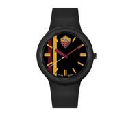PRESTIGE & DELUXE Reloj de pulsera unisex Lowell Man Roma Giallorossi correa negra - Esfera 43 mm negra + llavero fútbol, multicolor, piccolo