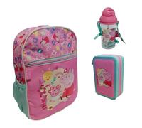 PRESTIGE & DELUXE Set Guardería Peppa Niña - Mochila Escuela Infantil + Estuche 3 Planos Completo de Papelería + Botella 400 ml Kit Escuela Rosa Original