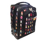 PRESTIGE & DELUXE Stumble Guys - Mochila escolar con ruedas, color negro, redondo, 3 compartimentos con insignias - Color liso Pool Over + 7 bolígrafos borrables y llavero Stumble Guys, multicolor,