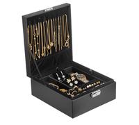 Prestige & Fancy Caja organizadora de joyas grande - Joyero de 2 capas para aretes, collares, anillos, pulseras y accesorios | Elegante caja organizadora de joyas de piel sintética estilo cocodrilo |