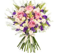 PrestigeFlowers Ramo Salvaje y Maravilloso - Lisianthus Rústico, Rosas Moradas y Blancas - Regalo de Condolencia - Flores Frescas (Grande)